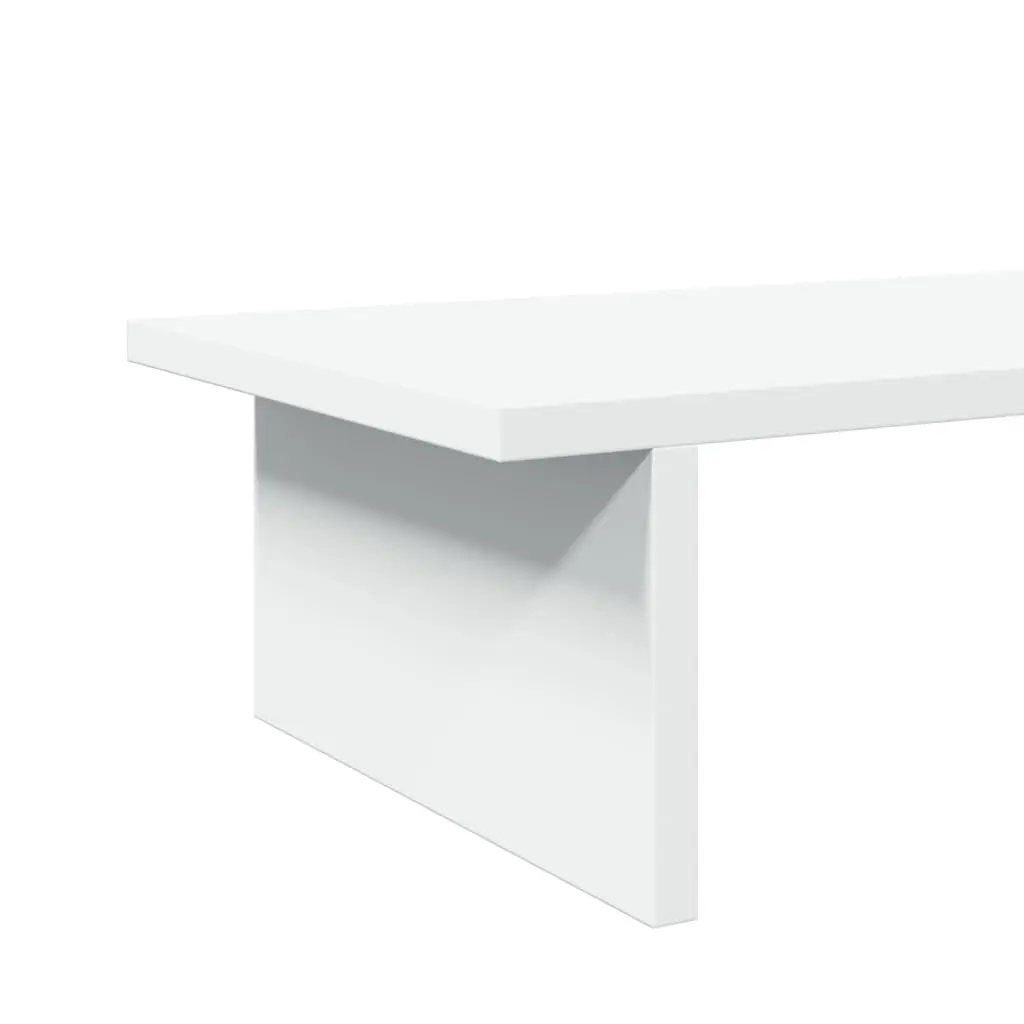 Monitor Stand White Engineered Wood Desk Riser Storage Space Workspace Organizer 100 x 27 x 15 cm
