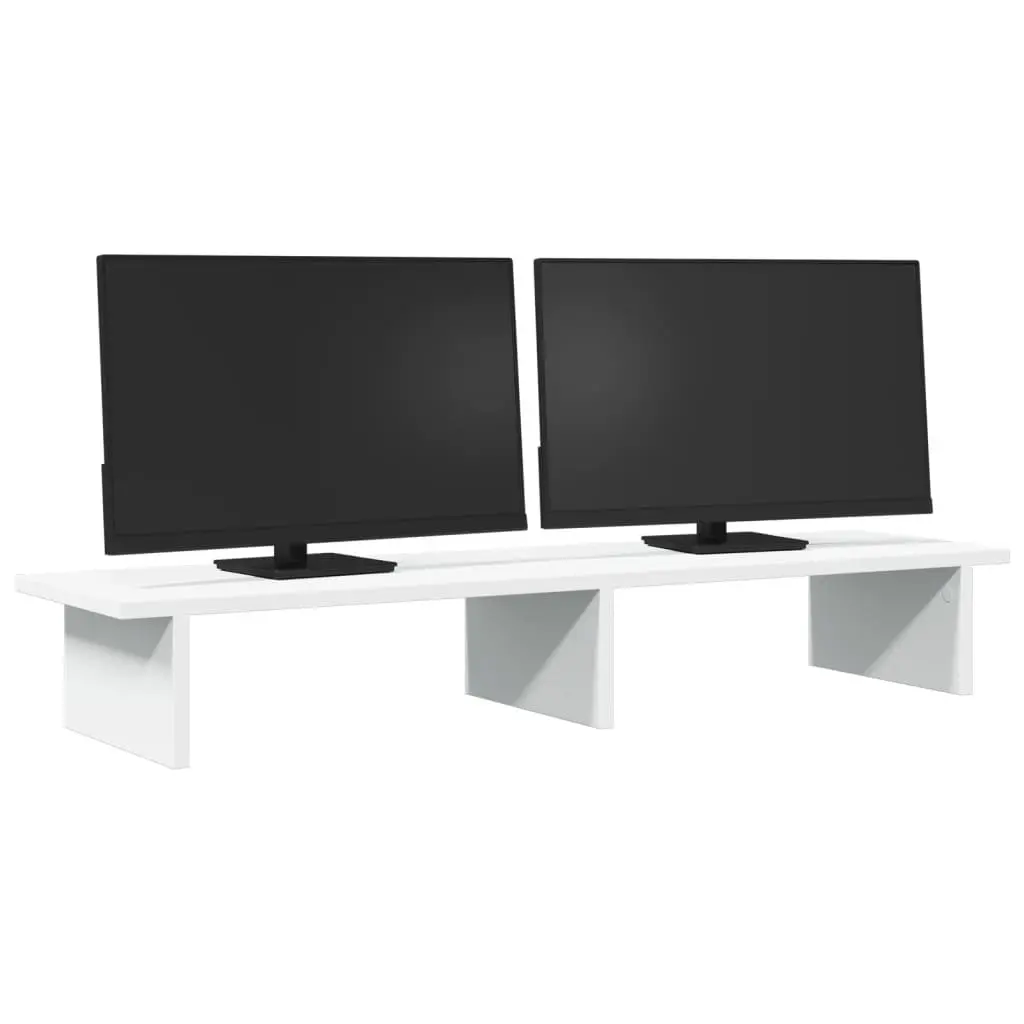 Monitor Stand White Engineered Wood Desk Riser Storage Space Workspace Organizer 100 x 27 x 15 cm