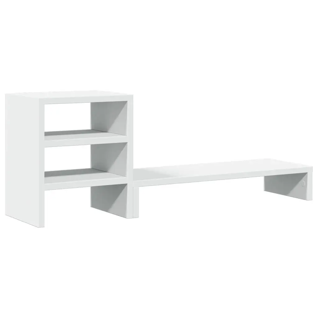 Monitor Stand with Desk Organiser for Office White Engineered Wood