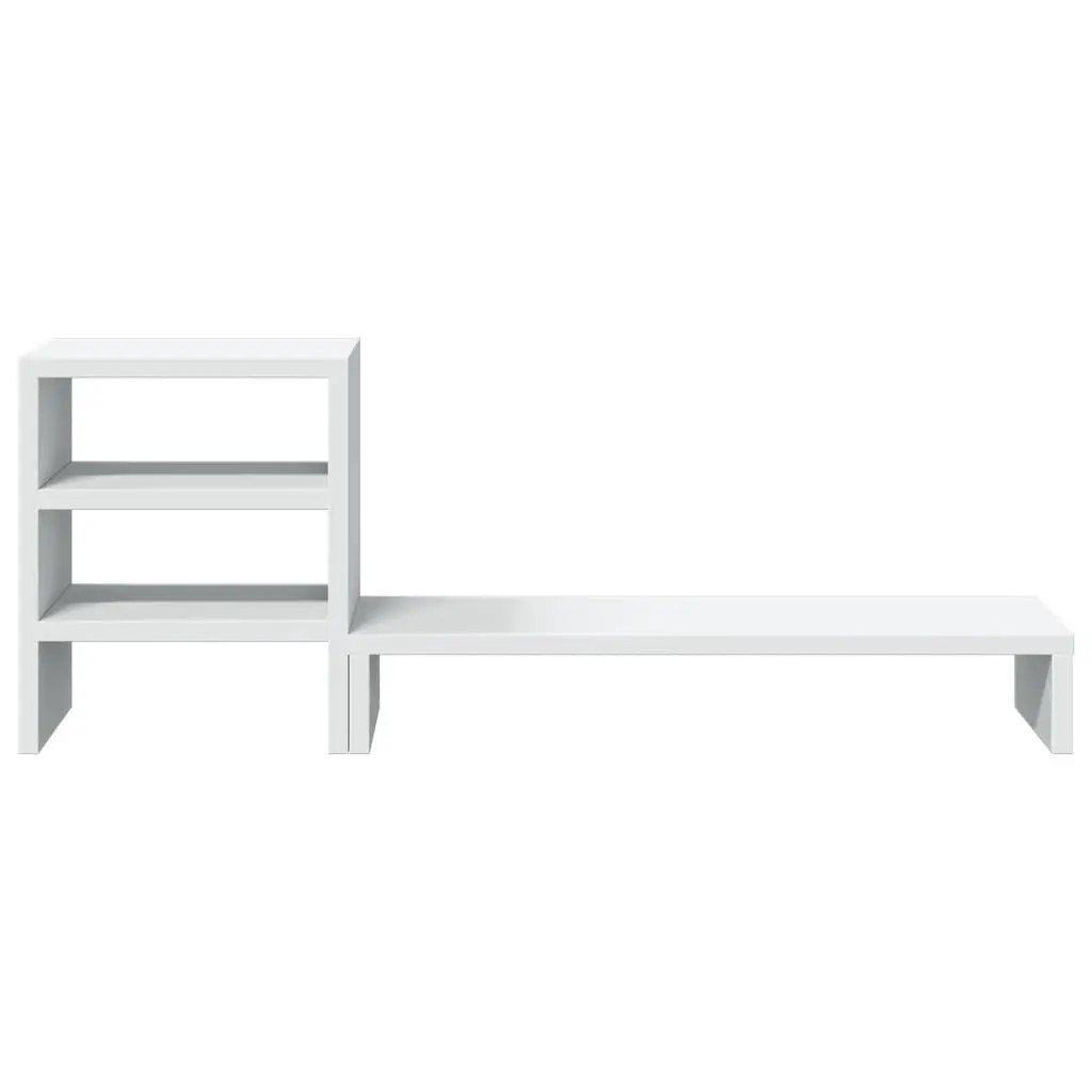 Monitor Stand with Desk Organiser for Office White Engineered Wood