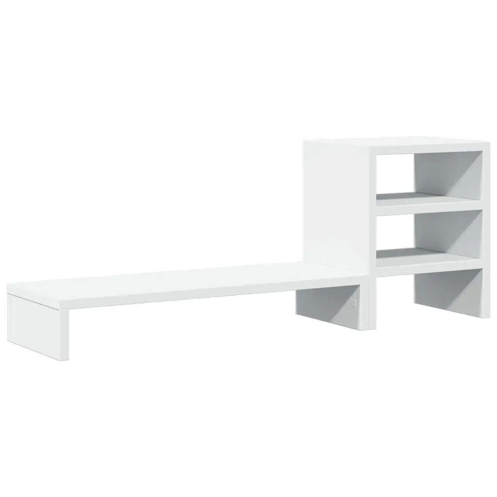 Monitor Stand with Desk Organiser for Office White Engineered Wood