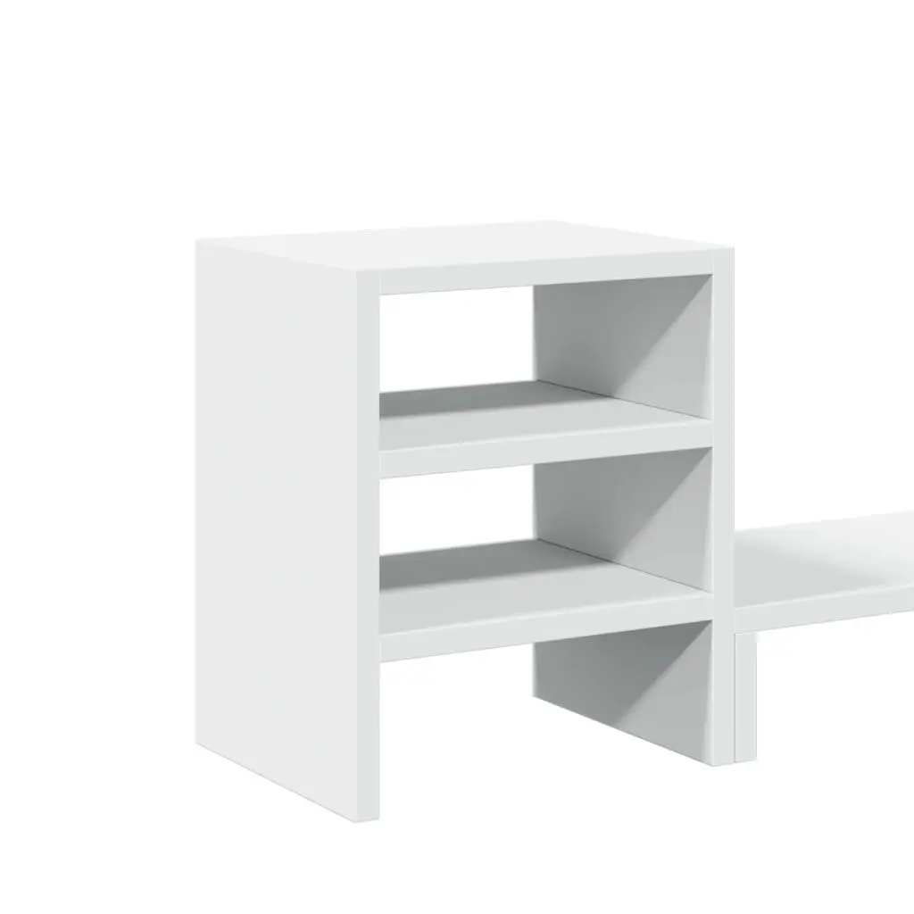 Monitor Stand with Desk Organiser for Office White Engineered Wood