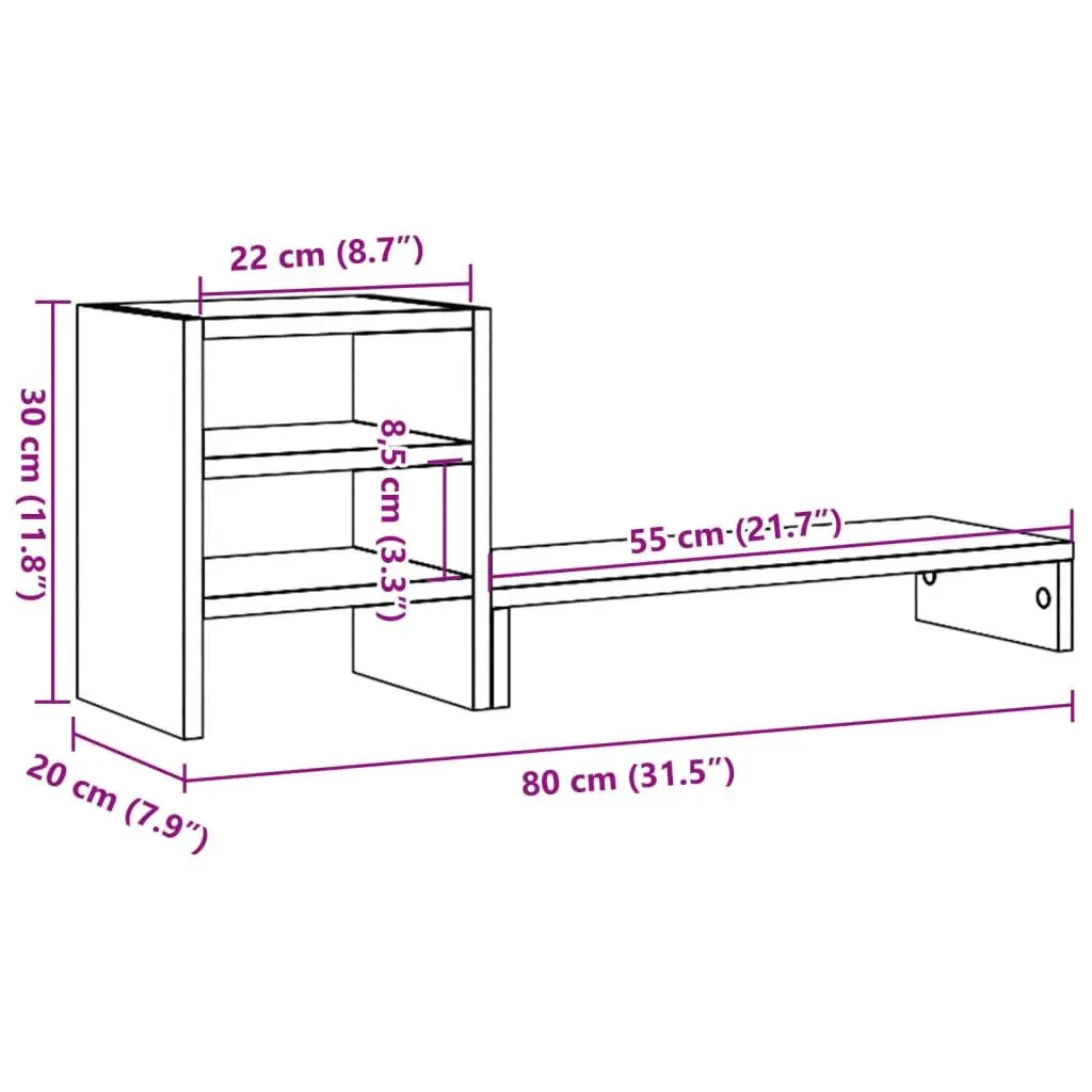 Monitor Stand with Desk Organiser for Office White Engineered Wood