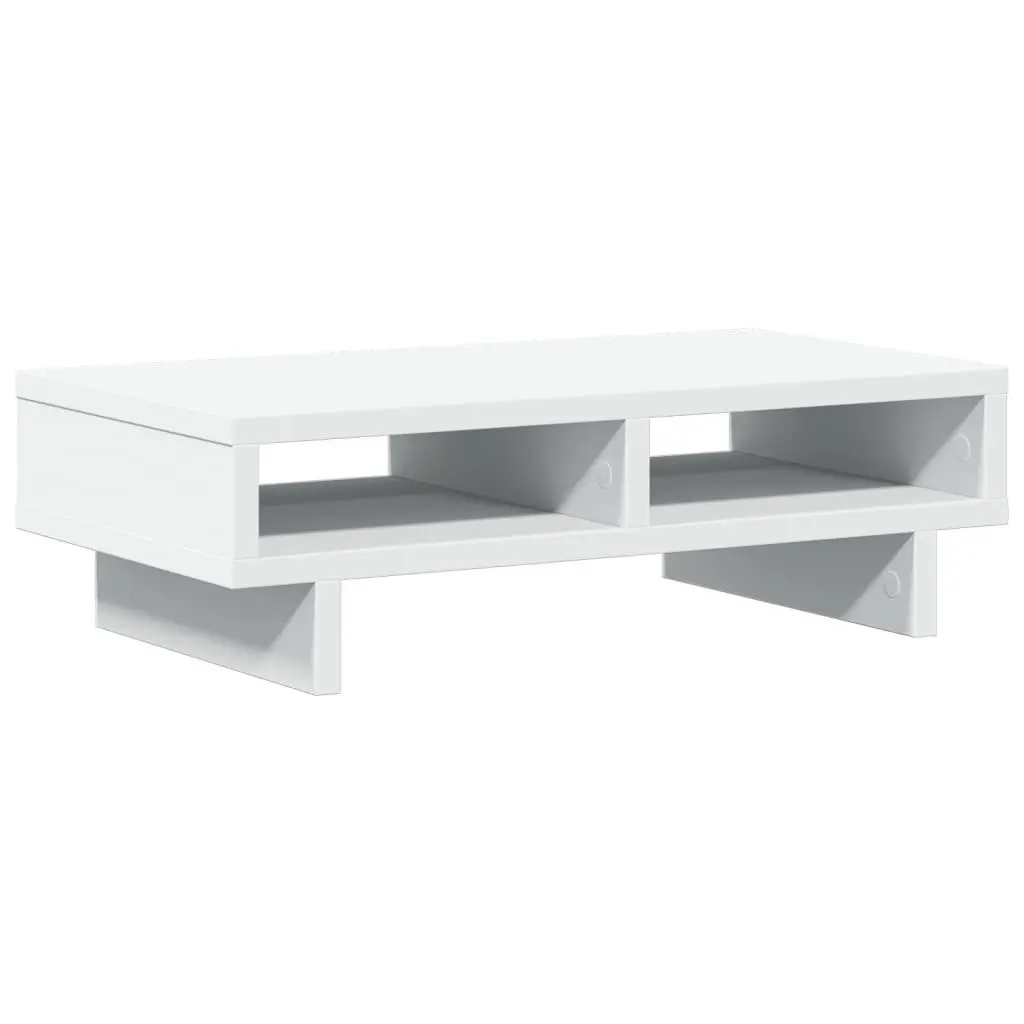 Monitor Stand White Engineered Wood Desk Organizer 50 x 27 x 15 cm