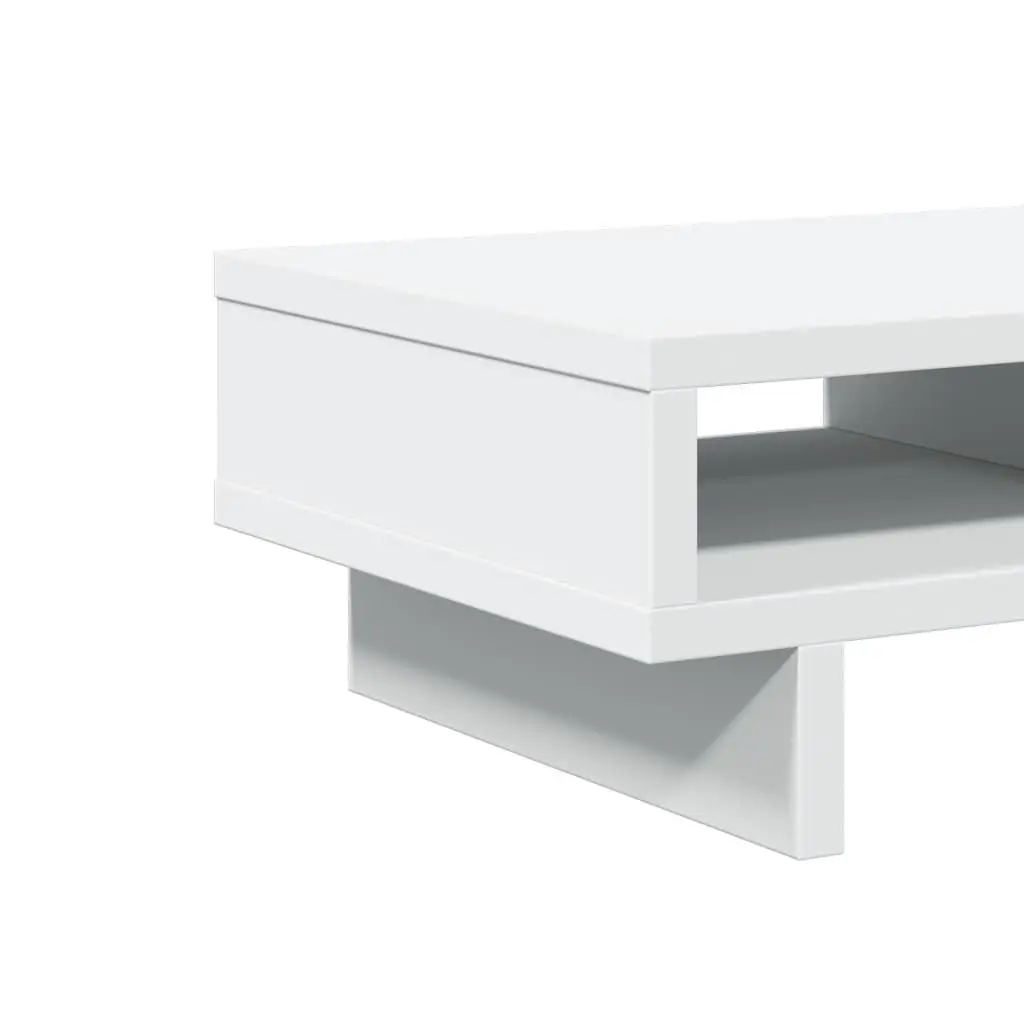 Monitor Stand White Engineered Wood Desk Organizer 50 x 27 x 15 cm