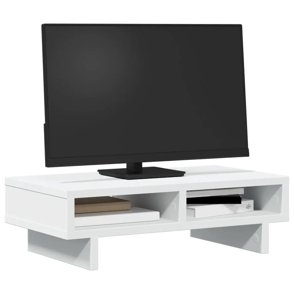 Monitor Stand White Engineered Wood Desk Organizer 50 x 27 x 15 cm