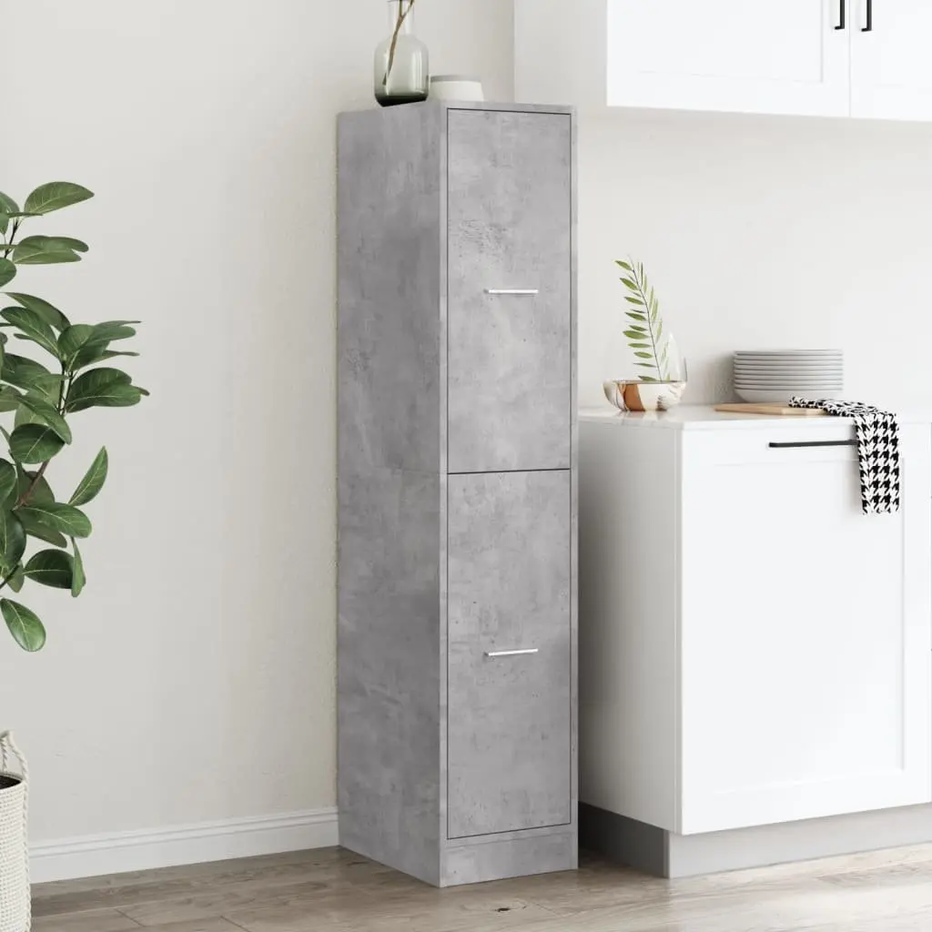 Apothecary Storage Cabinet Grey Engineered Wood Sideboard Drawer Organizer