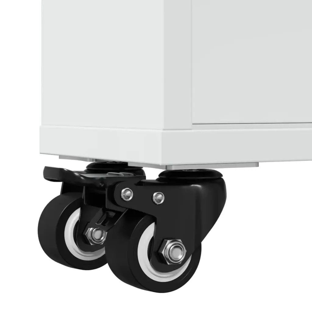 Narrow Storage Trolley White Rolling Cart Engineered Wood Shelving Unit Mobile