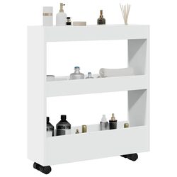 Narrow Storage Trolley: White Kitchen Cart with Wheels