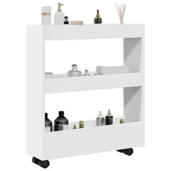 Narrow Storage Trolley: White Kitchen Cart with Wheels