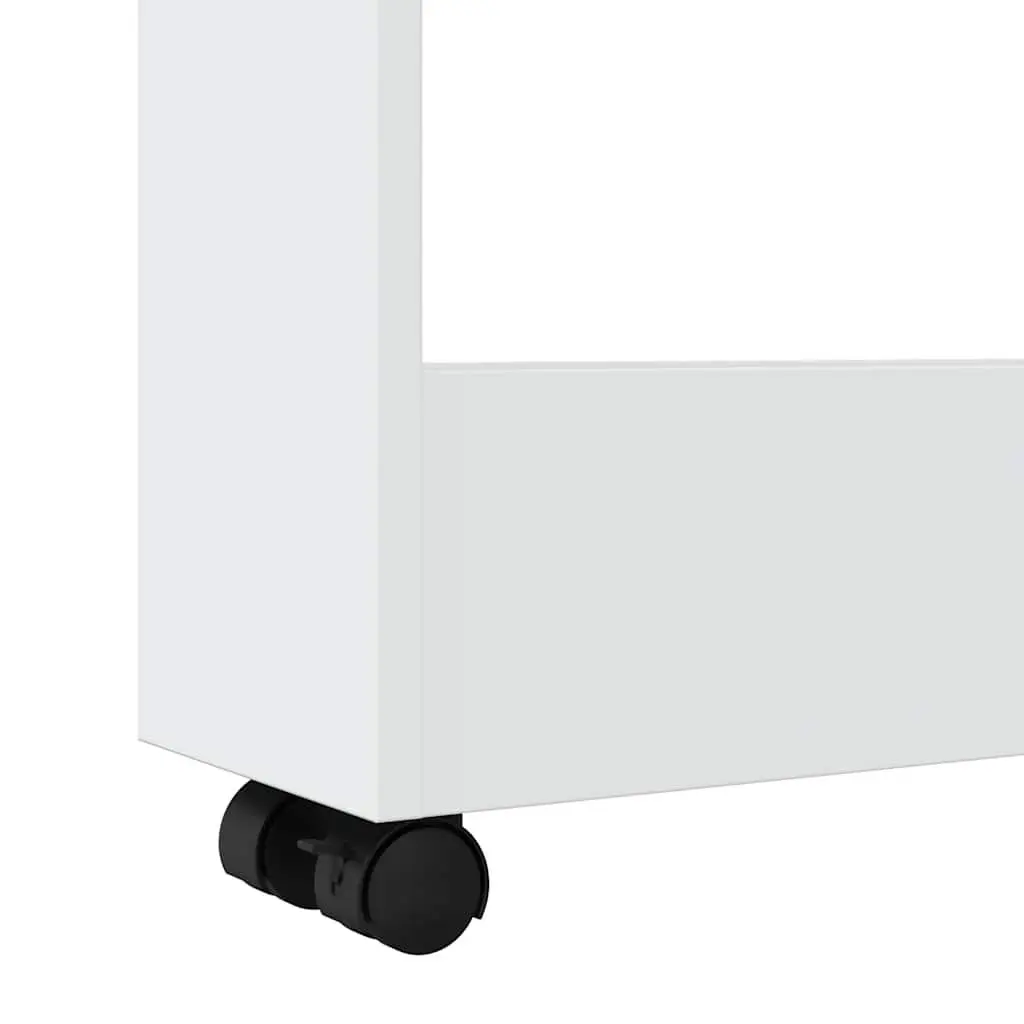Narrow Storage Trolley 3 Tier White Rolling Kitchen Dining Cart Swivel Wheels