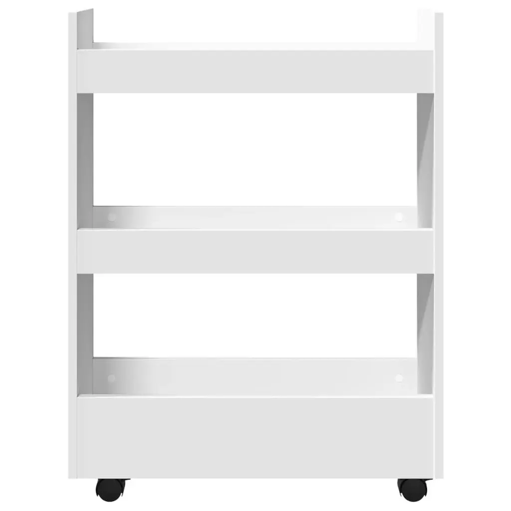 Narrow Storage Trolley 3 Tier White Rolling Cart Kitchen Bathroom Organiser