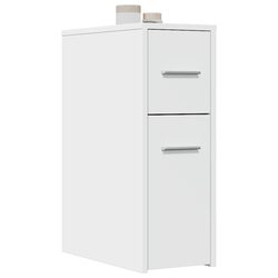 Narrow Bathroom Cabinet with Wheels – White Engineered Wood
