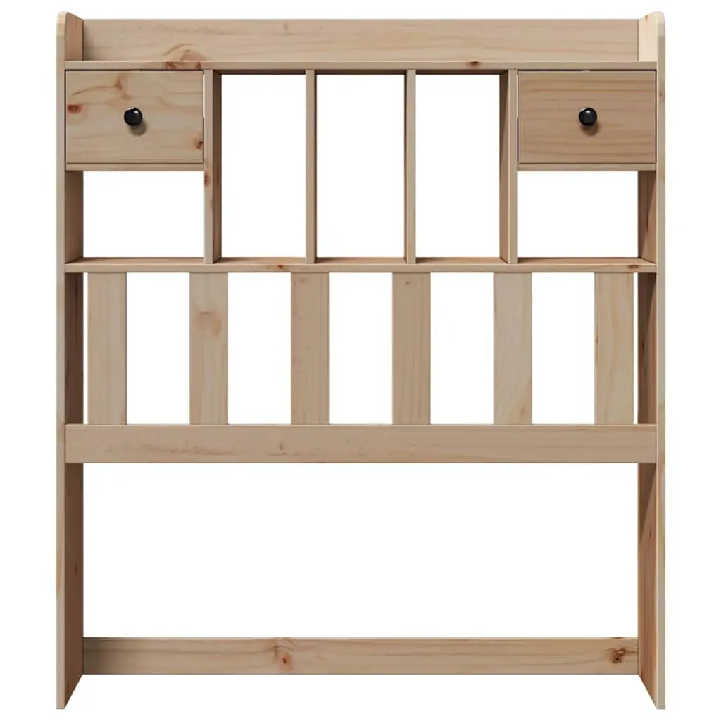 90cm Brown Solid Pine Headboard with 3 Compartments & 2 Drawers