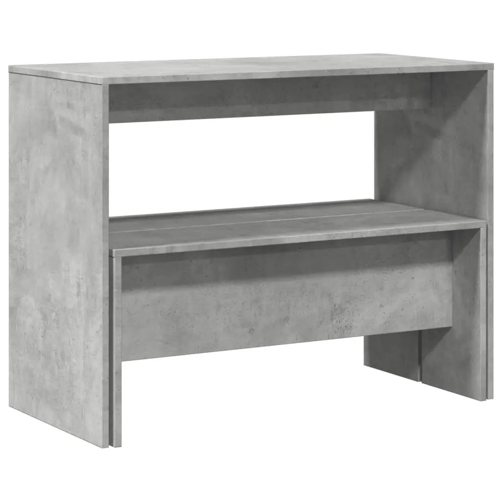 3 Piece Dining Table Bench Set Grey Kitchen Furniture Engineered Wood Seats
