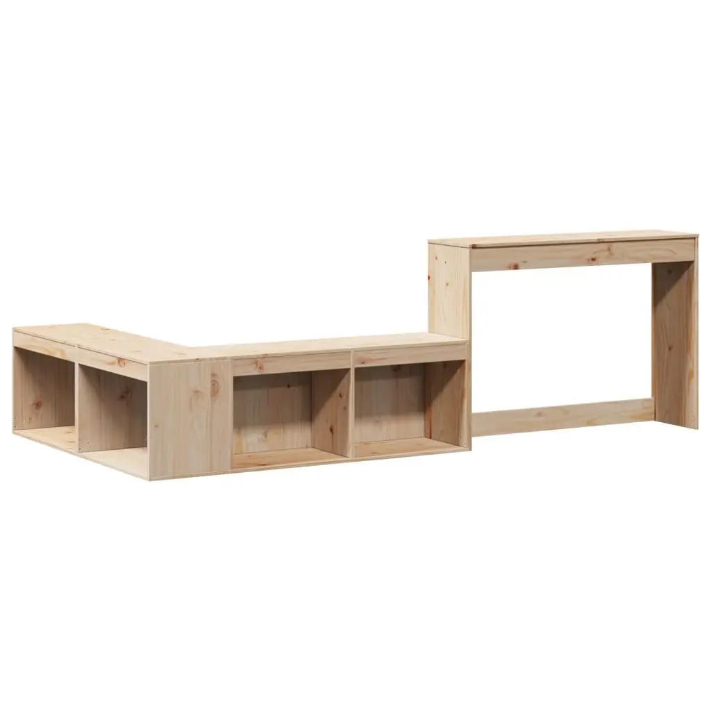 Bedside Cabinet with Desk Solid Pinewood Storage Bedroom Furniture 232x122x75 cm