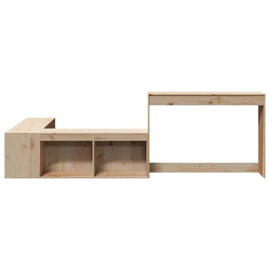 Bedside Cabinet with Desk Solid Pinewood Storage Bedroom Furniture 232x122x75 cm