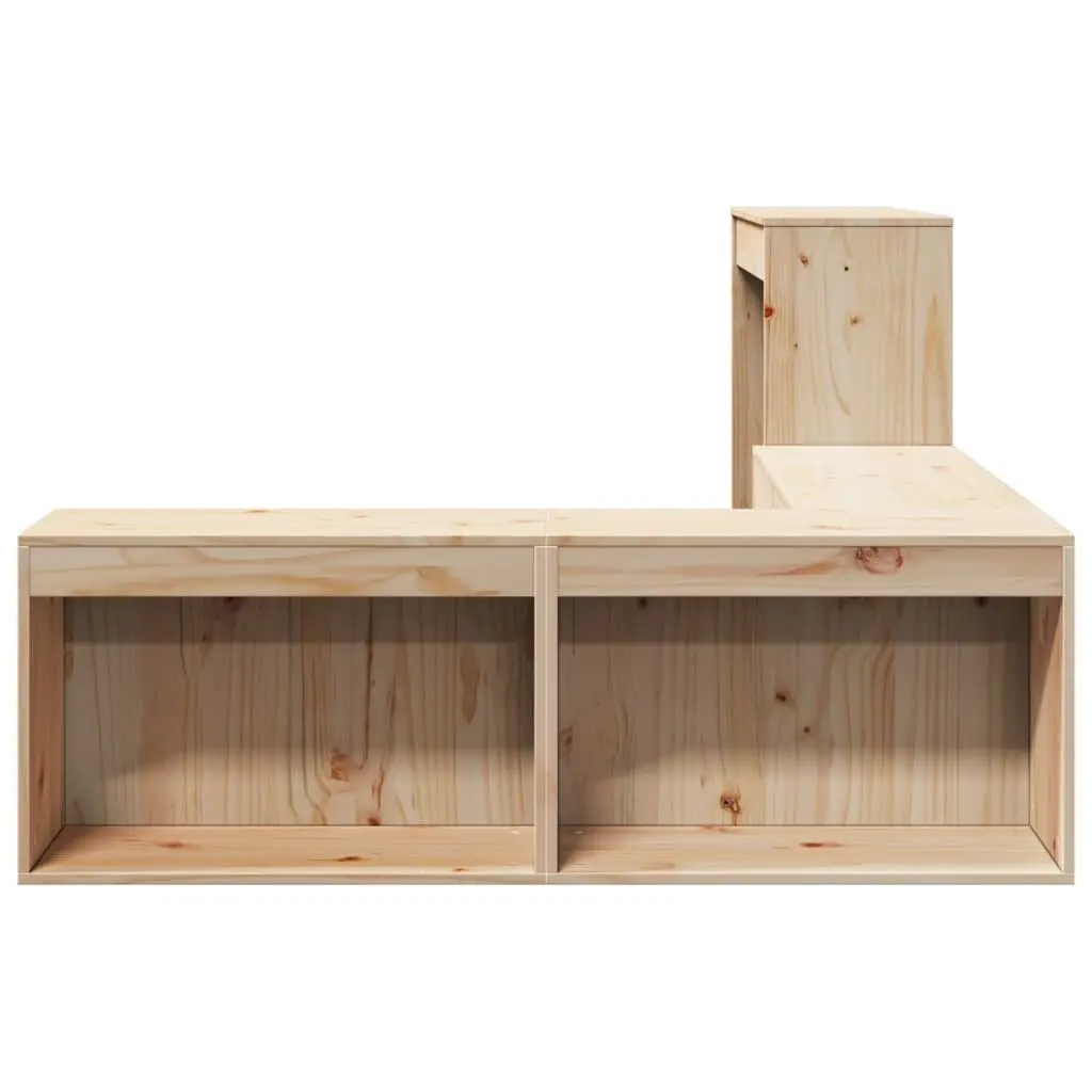 Bedside Cabinet with Desk Solid Pinewood Storage Bedroom Furniture 232x122x75 cm