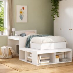 Specifications of White L-Shaped Bedside Cabinet with Desk