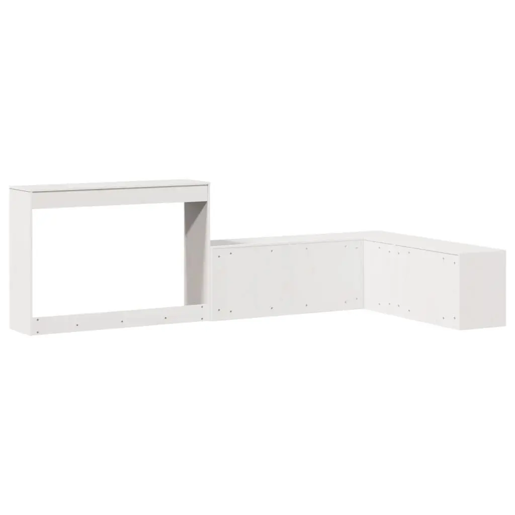 Bedside Cabinet with Desk for Bedroom L-Shaped Storage White Solid Pinewood
