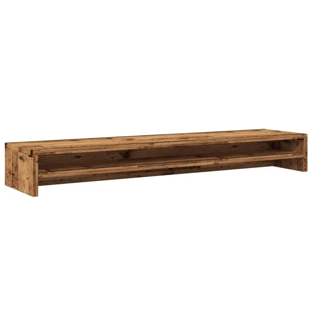 Monitor Stand Riser Old Wood Look Desktop Computer TV Riser with Storage Shelf