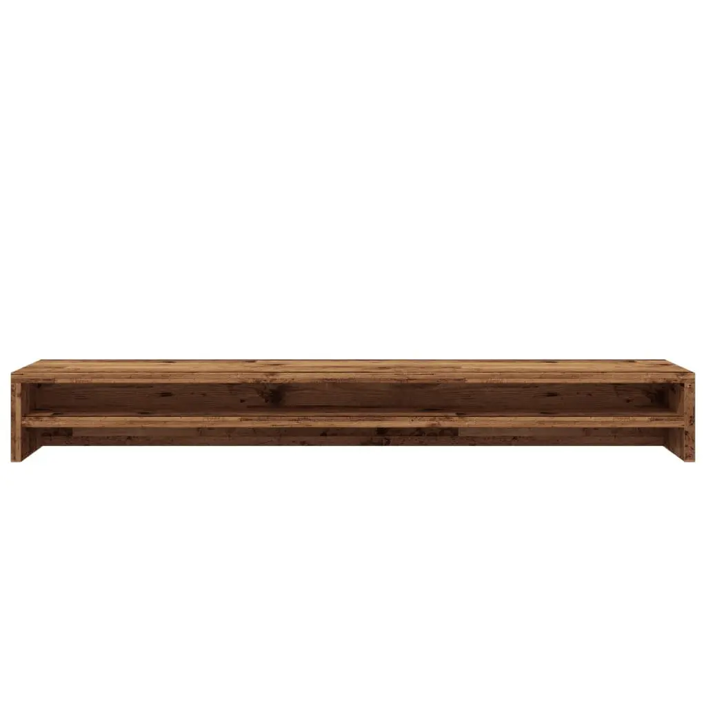 Monitor Stand Riser Old Wood Look Desktop Computer TV Riser with Storage Shelf