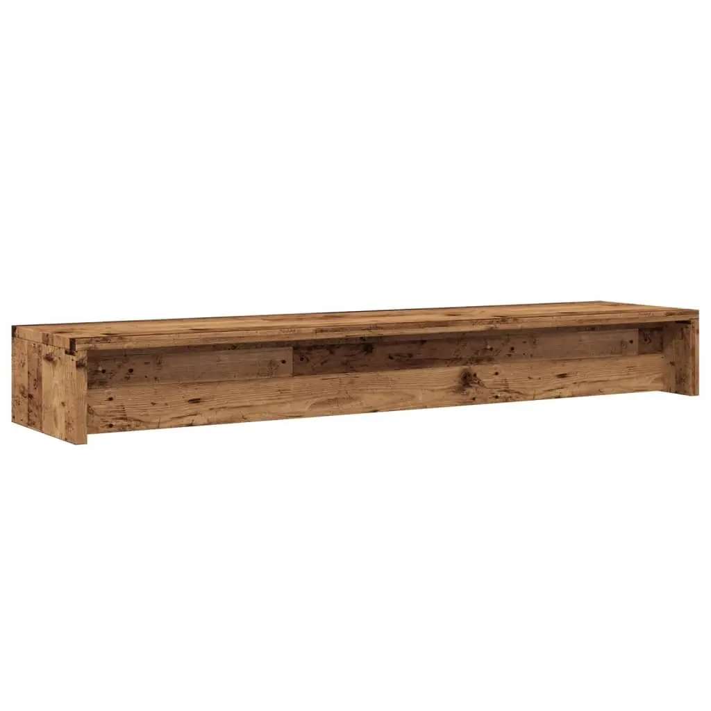 Monitor Stand Riser Old Wood Look Desktop Computer TV Riser with Storage Shelf
