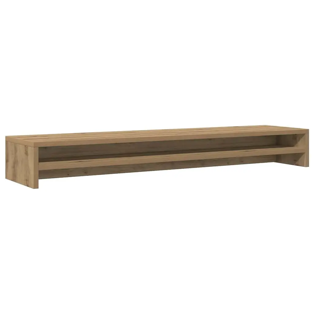 Monitor Stand Riser Engineered Wood Desktop TV Riser with Storage Shelf Oak