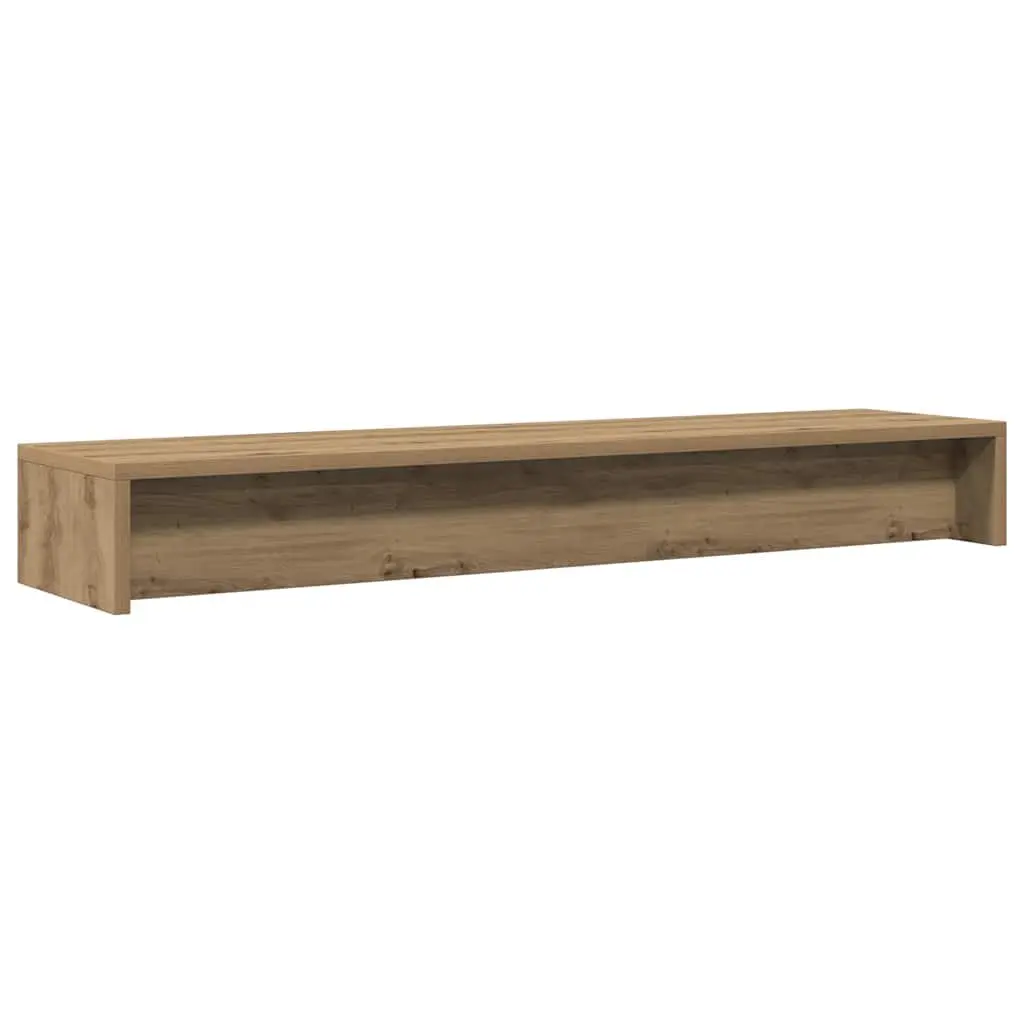 Monitor Stand Riser Engineered Wood Desktop TV Riser with Storage Shelf Oak