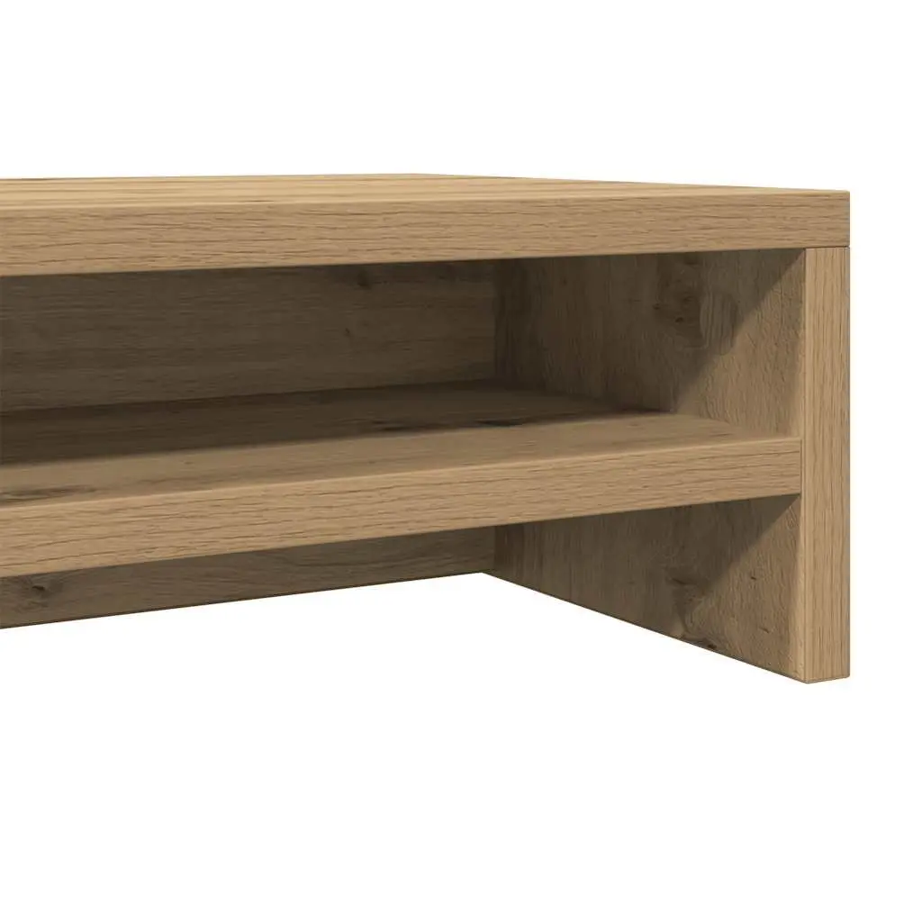 Monitor Stand Riser Engineered Wood Desktop TV Riser with Storage Shelf Oak