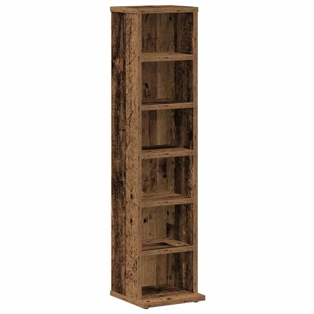 CD Cabinet Media Storage Unit Old Wood Style 21x20x88 cm