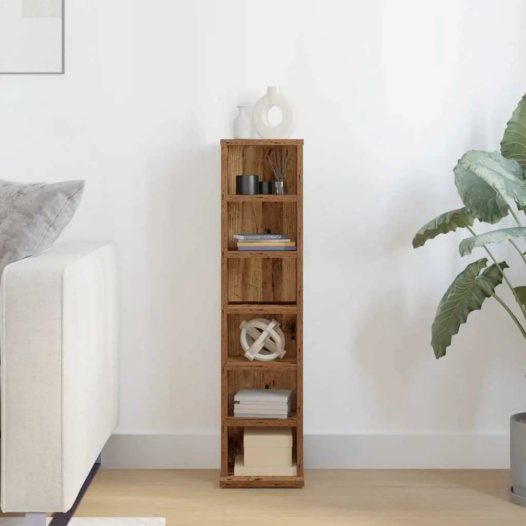 CD Cabinet Media Storage Unit Old Wood Style 21x20x88 cm