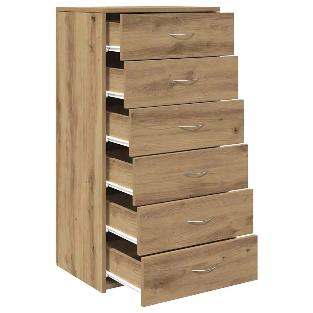Brown 6-Drawer Sideboard Storage Cabinet