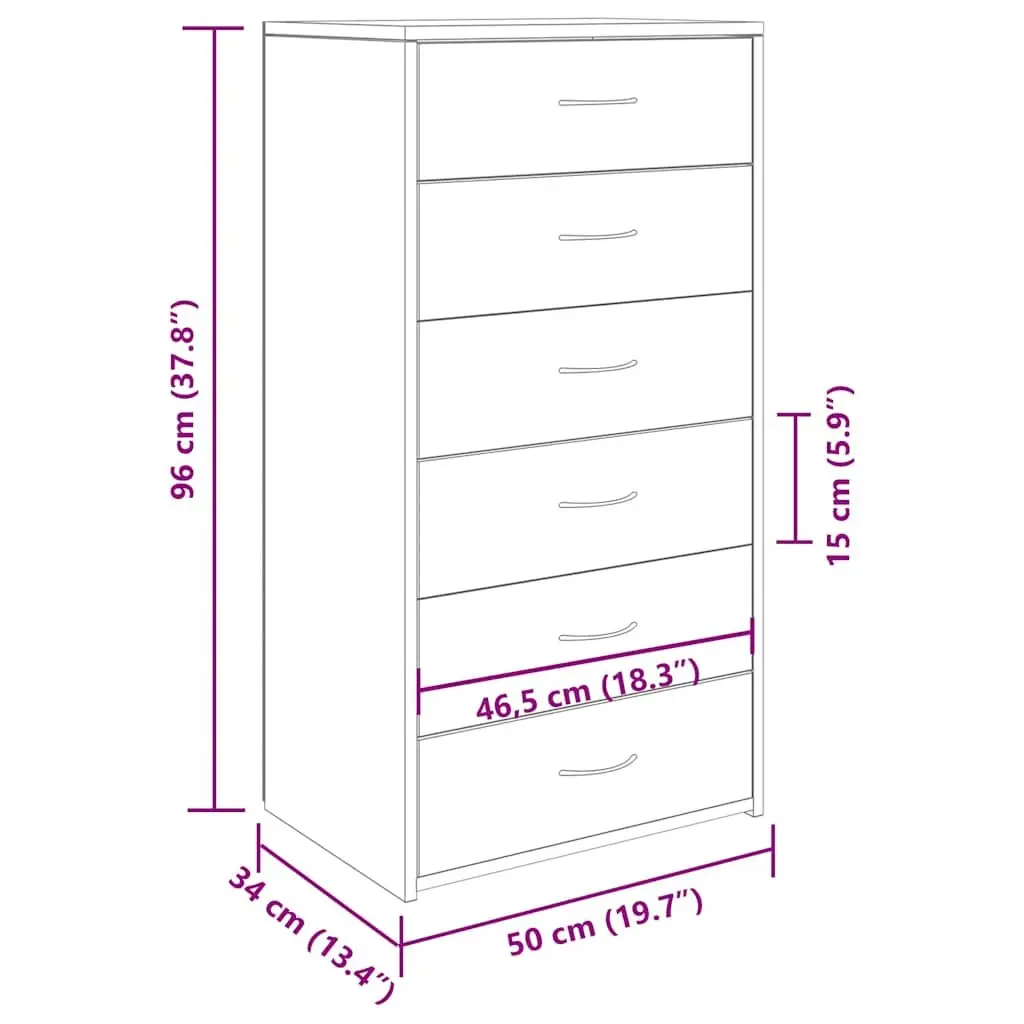 Brown 6-Drawer Sideboard Storage Cabinet