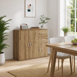 Engineered Wood Sideboard, Brown, 91L x 29.5W x 75H cm
