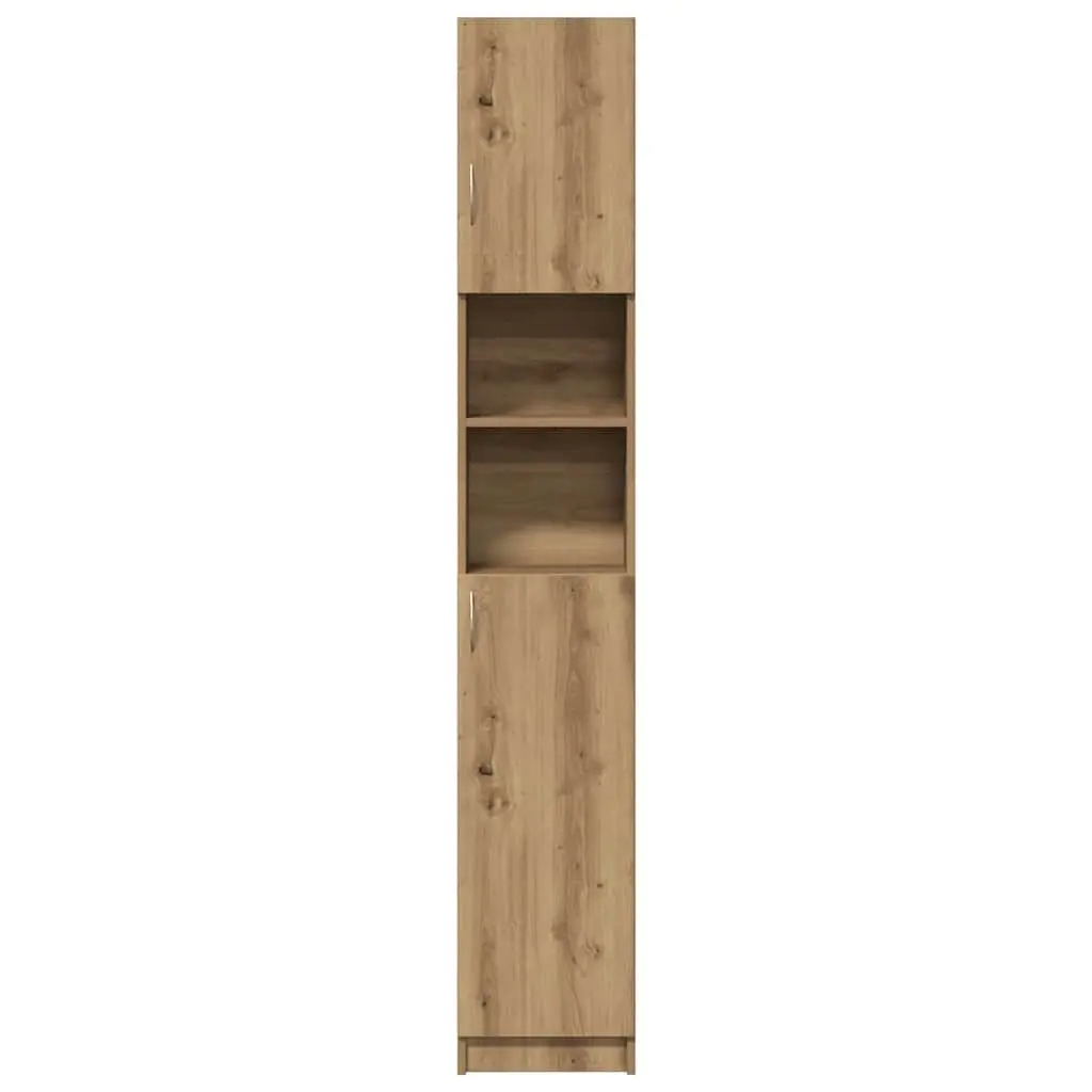 Bathroom Cabinet Brown Engineered Wood Storage Organiser Tall Cupboard 32 x 25.5 x 190 cm