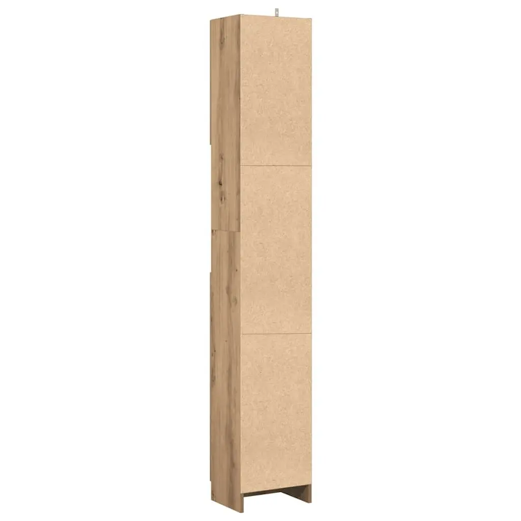Bathroom Cabinet Brown Engineered Wood Storage Organiser Tall Cupboard 32 x 25.5 x 190 cm