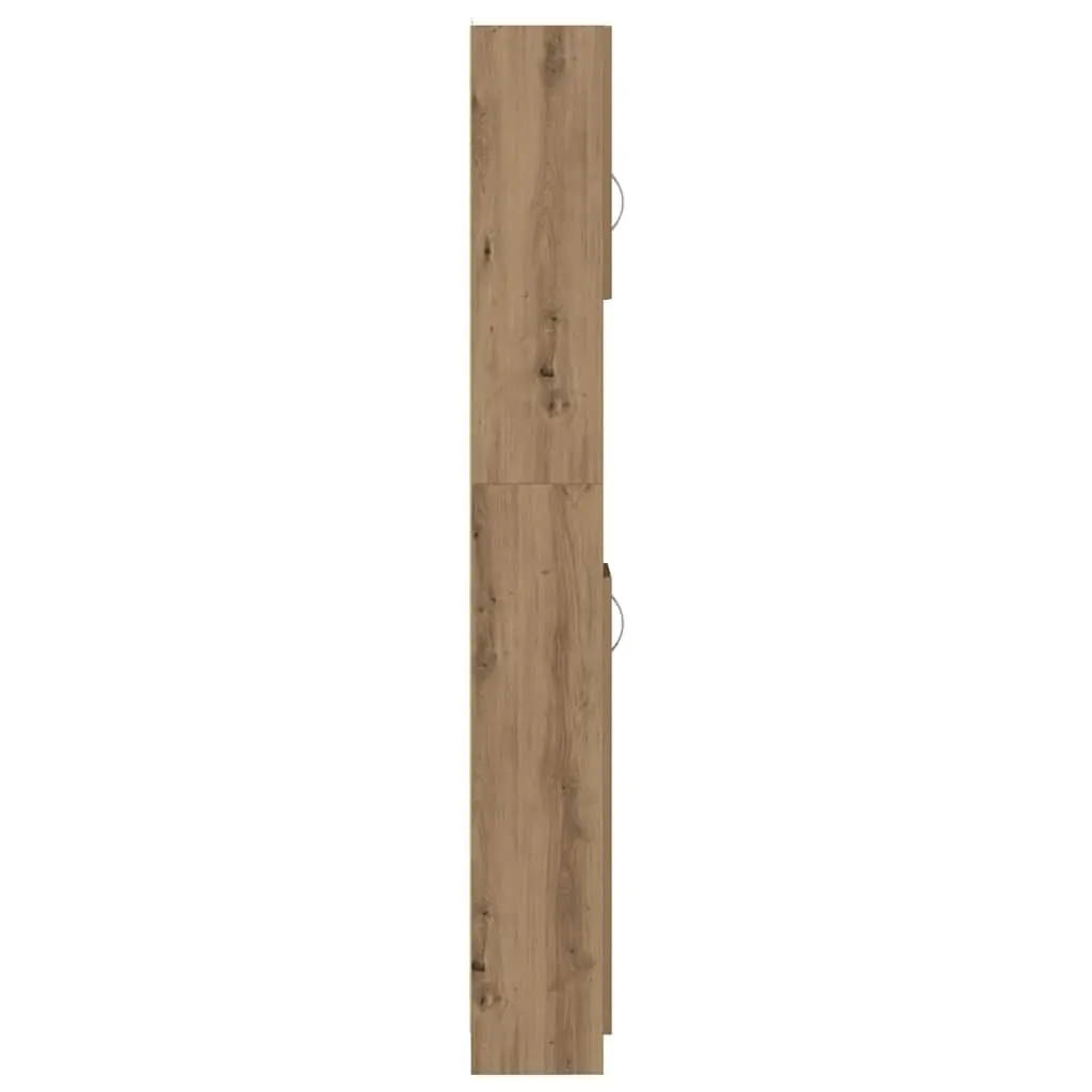 Bathroom Cabinet Brown Engineered Wood Storage Organiser Tall Cupboard 32 x 25.5 x 190 cm