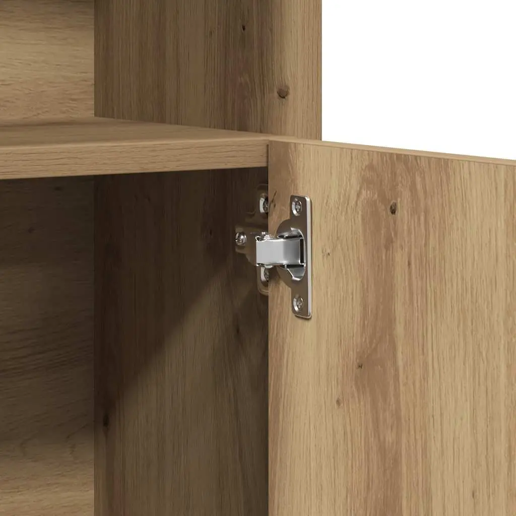 Bathroom Cabinet Brown Engineered Wood Storage Organiser Tall Cupboard 32 x 25.5 x 190 cm