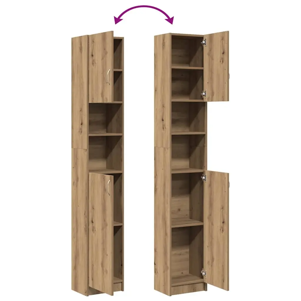 Bathroom Cabinet Brown Engineered Wood Storage Organiser Tall Cupboard 32 x 25.5 x 190 cm