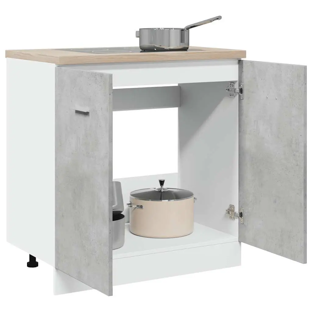 Sink Base Cabinet Kitchen Storage Grey Engineered Wood Two Door 80x46x81.5cm