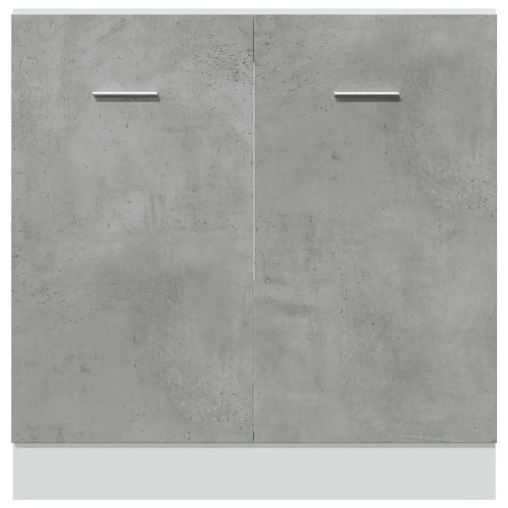 Sink Base Cabinet Kitchen Storage Grey Engineered Wood Two Door 80x46x81.5cm