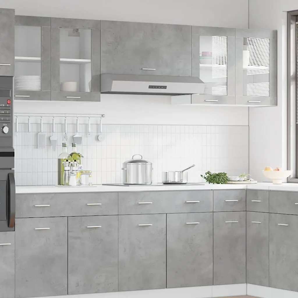 Hanging Glass Cabinet Kitchen Wall-Mounted Storage Grey 80 x 31 x 60 cm