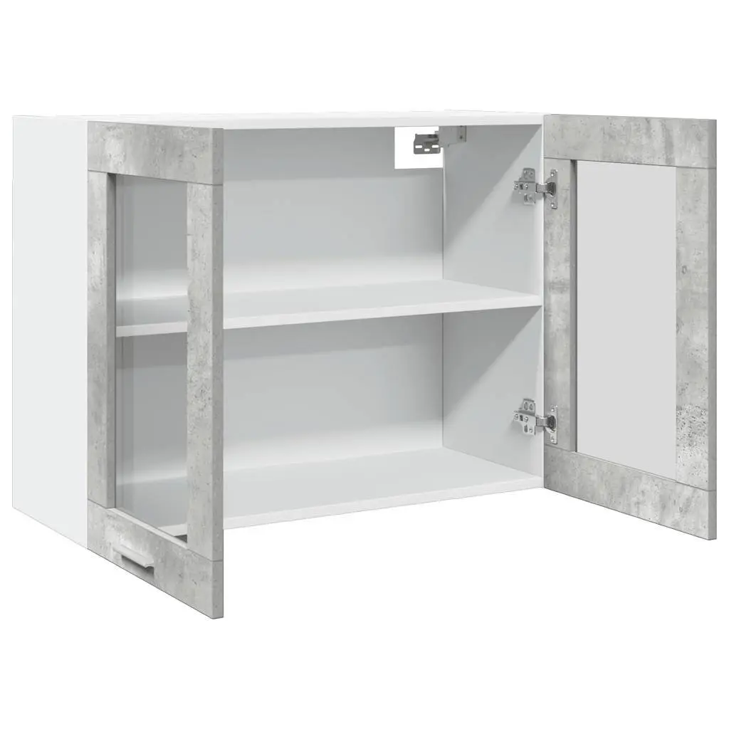 Hanging Glass Cabinet Kitchen Wall-Mounted Storage Grey 80 x 31 x 60 cm