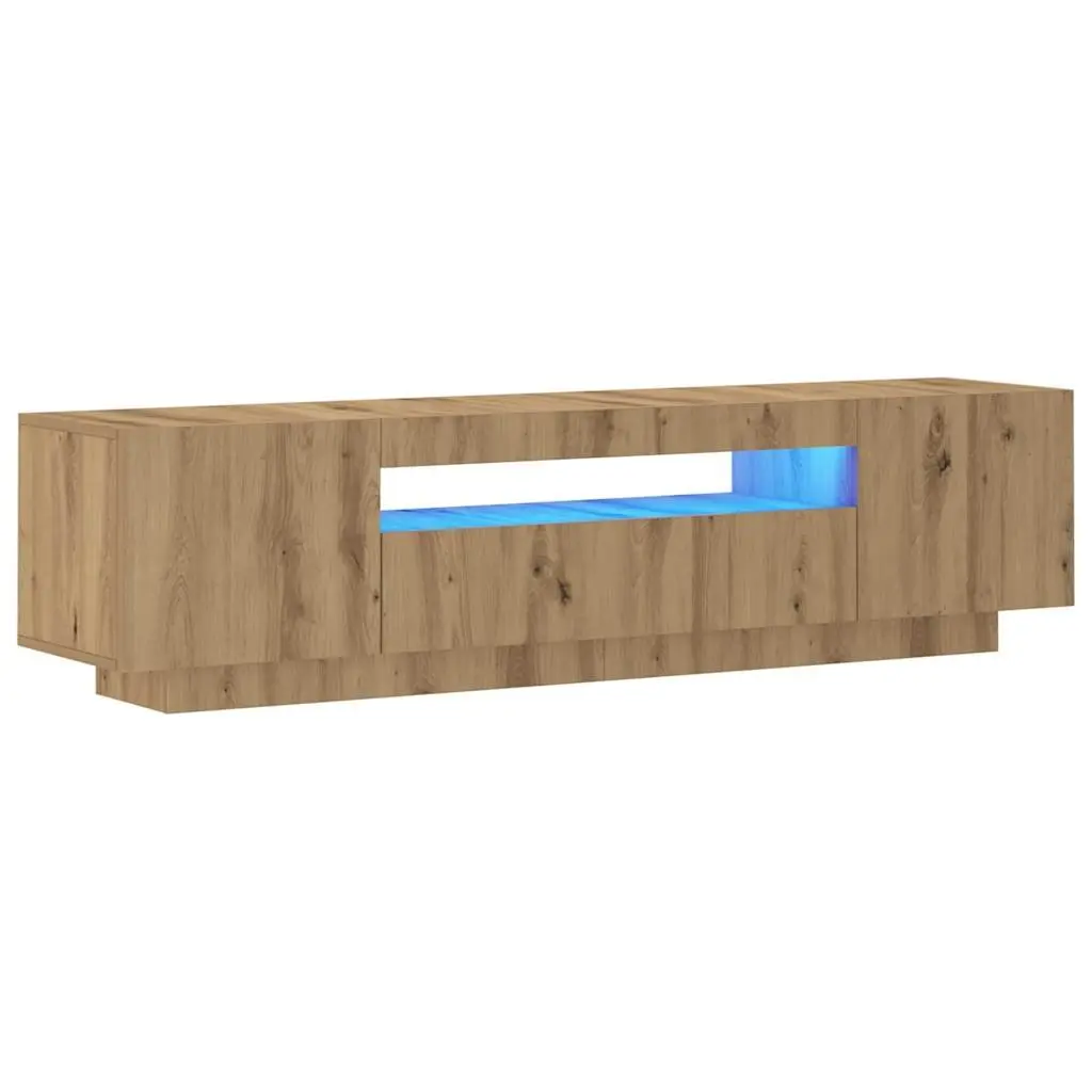TV Cabinet for Living Room with RGB LED Lights Brown Engineered Wood Floating Stand