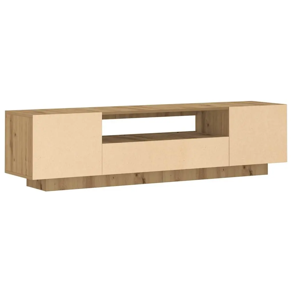 TV Cabinet for Living Room with RGB LED Lights Brown Engineered Wood Floating Stand
