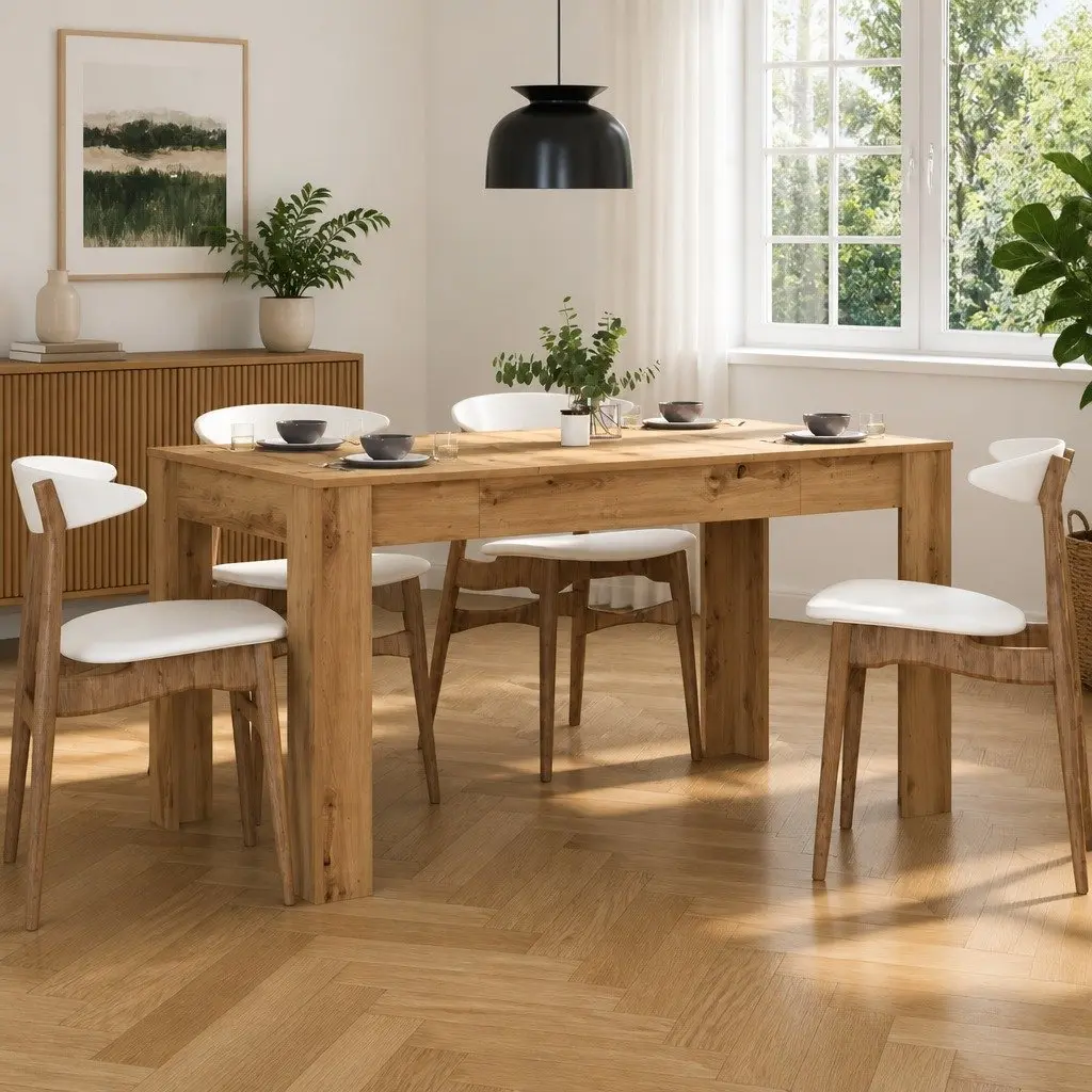 Dining Table Kitchen Breakfast Brown Engineered Wood 140 x 74.5 x 76 cm