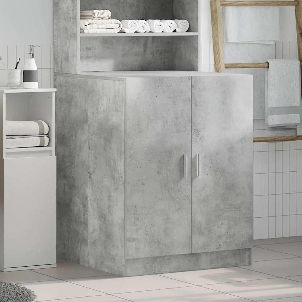 Washing Machine Cabinet Bathroom Laundry Storage Concrete Grey 2 Door Cupboard