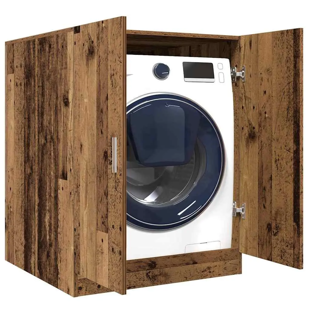 Washing Machine Cabinet Bathroom Storage Cupboard 2 Door Brown 70.5 x 71.5 x 91.5 cm