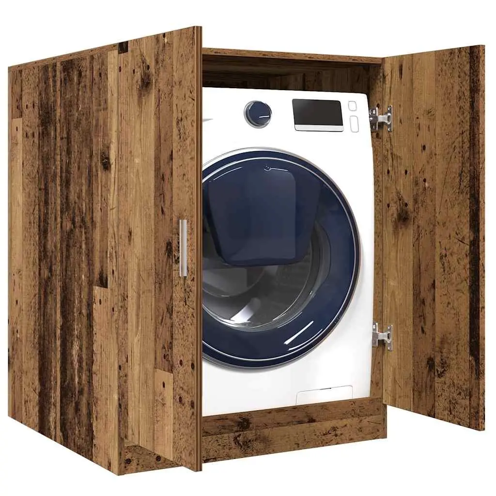 Washing Machine Cabinet Bathroom Storage Cupboard 2 Door Brown 70.5 x 71.5 x 91.5 cm